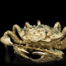 Икорница металлическая «Золотой краб» с покрытием 24 каратным золотом в подарочном футляре
