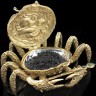 Икорница металлическая «Золотой краб» с покрытием 24 каратным золотом в подарочном футляре