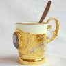 Кофейная чашка «Агат» с позолоченным подстаканником