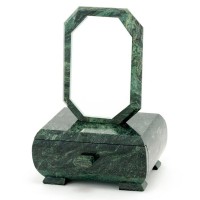Квадратная шкатулка из камня змеевик «Зеркало» для украшений