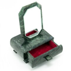 Квадратная шкатулка из камня змеевик «Зеркало» для украшений