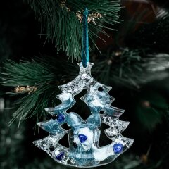 Ёлочная игрушка «Ёлка» из камня (содалит) в подарок к новому году