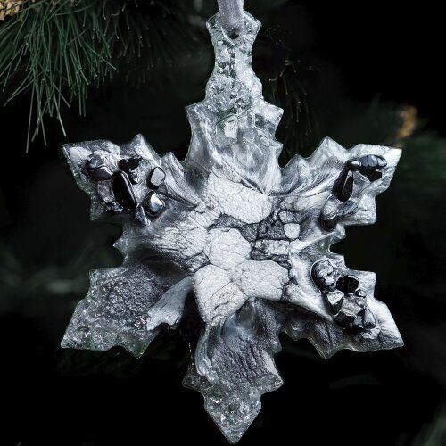 Подарочный набор из 3-х ёлочных игрушек «Рождество» (обсидиан) в подарок к новому году