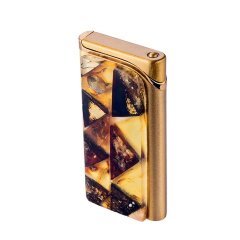 Подарочная зажигалка «Мозайка» с янтарём