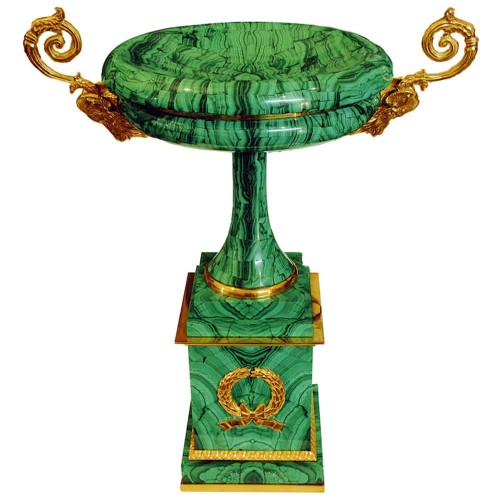 Подарочная ваза чаша из малахита «Яблонька» для стильного интерьера дома