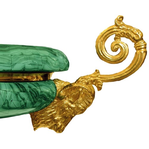 Подарочная ваза чаша из малахита «Яблонька» для стильного интерьера дома