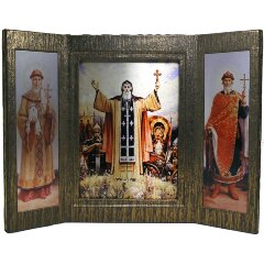 Подарочная книга «Русские святые. Жизнь и деяния» в кожаном в футляре триптих