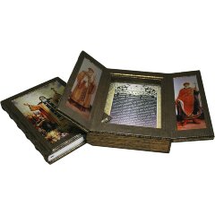 Подарочная книга «Русские святые. Жизнь и деяния» в кожаном в футляре триптих