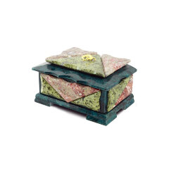 Подарочная шкатулка из камня змеевик «Ларец самоцветов» для драгоценностей