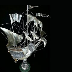 Серебряный корабль «Посейдон» из морской раковины NAUTILUS