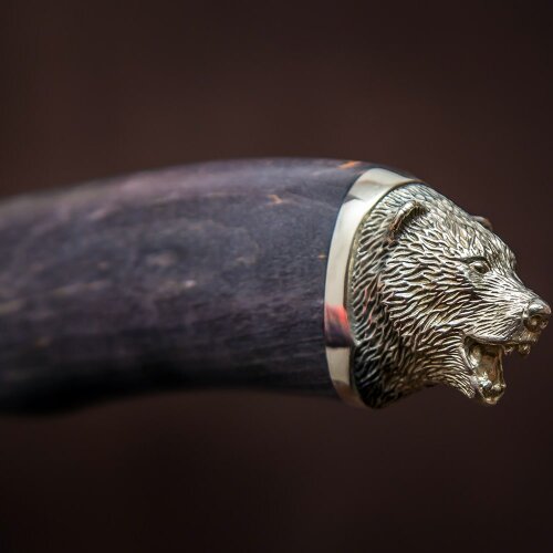 Охотничий нож «Медведь» из дамасской стали с рукоятью из карельской берёзы