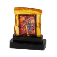 Настольная икона «Николай Чудотворец» из янтаря с объёмным образом