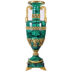 Большая напольная ваза из камня малахит «Лутрофор» для стильного интерьера кабинета