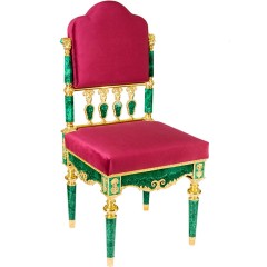 Премиум стул из малахита «MALACHITE» с художественным декором из бронзы