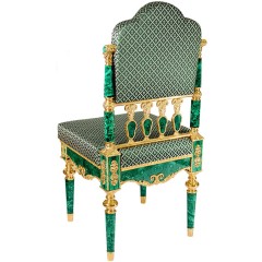 Премиум стул из малахита «MALACHITE» с художественным декором из бронзы
