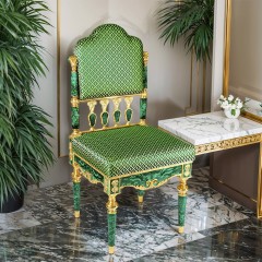 Премиум стул из малахита «MALACHITE» с художественным декором из бронзы