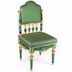Премиум стул из малахита «MALACHITE» с художественным декором из бронзы