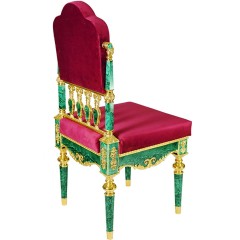 Премиум стул из малахита «MALACHITE» с художественным декором из бронзы