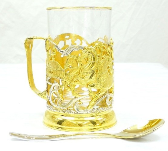 Подарочный подстаканник «Русская тройка»