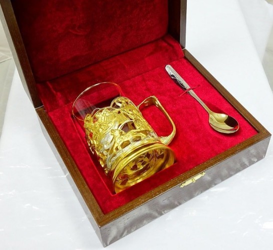 Подарочный подстаканник «Русская тройка»