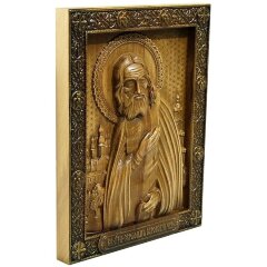 Резная икона «Серафим Саровский»