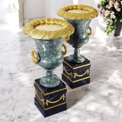 Большая ваза «Классическая» из натурального камня змеевик для интерьера дома