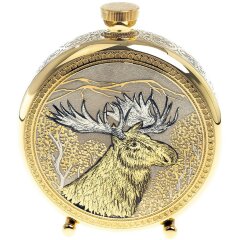 Подарочная металлическая фляжка «Лось» в деревянном футляре