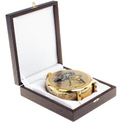 Подарочная металлическая фляжка «Лось» в деревянном футляре