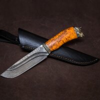 Охотничий нож «Кабан» из дамасской стали с рукоятью из карельской берёзы