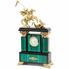 Кабинетные часы «Георгий Победоносец» из малахита