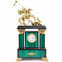 Кабинетные часы «Георгий Победоносец» из малахита
