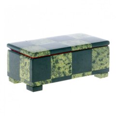 Подарочная шкатулка из камня змеевик «Шахматная» для украшений