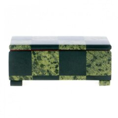 Подарочная шкатулка из камня змеевик «Шахматная» для украшений