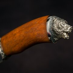 Подарочный нож «Медведь» из дамасской стали с рукоятью из карельской берёзы