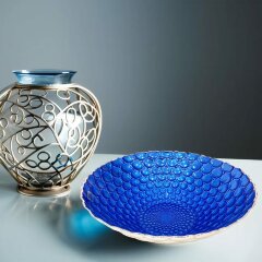 Декоративная тарелка «Синие пузыри» для декора интерьера