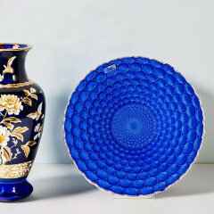 Декоративная тарелка «Синие пузыри» для декора интерьера