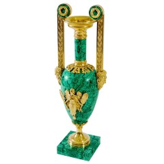 Настольная ваза из камня малахит «Полина» для стильного интерьера