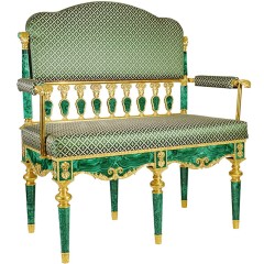 Премиум диван из малахита «MALACHITE» с художественным декором из бронзы