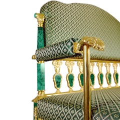 Премиум диван из малахита «MALACHITE» с художественным декором из бронзы