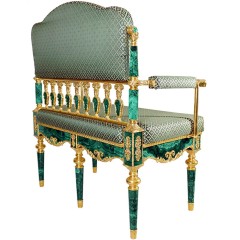 Премиум диван из малахита «MALACHITE» с художественным декором из бронзы