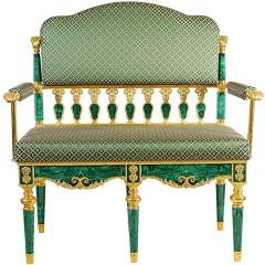 Премиум диван из малахита «MALACHITE» с художественным декором из бронзы