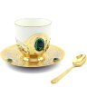 Подарочная кофейная чашка «Малахитовая» с блюдцем и ложечкой