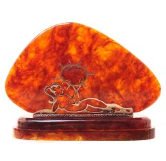 Настольная визитница из янтаря «Дева»