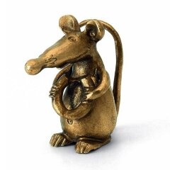 Бронзовая фигурка «Крыса с бубликом» в подарок коллекционеру