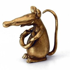 Бронзовая фигурка «Крыса с бубликом» в подарок коллекционеру