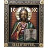 Большая резная икона «Господь Вседержитель» с кристаллами Сваровски