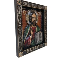 Большая резная икона «Господь Вседержитель» с кристаллами Swarovski