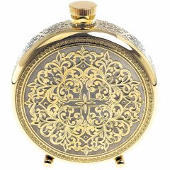 Подарочная металлическая фляжка «Рысь» в деревянном футляре