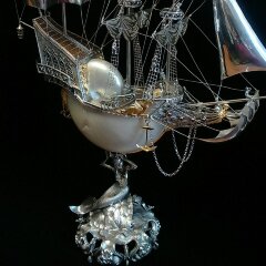 Серебряный корабль «Северный ветер» из морской раковины НАУТИЛУС