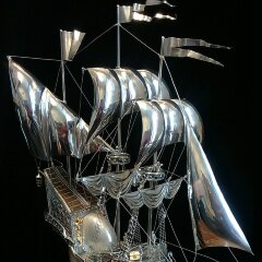 Серебряный корабль «Северный ветер» из морской раковины НАУТИЛУС